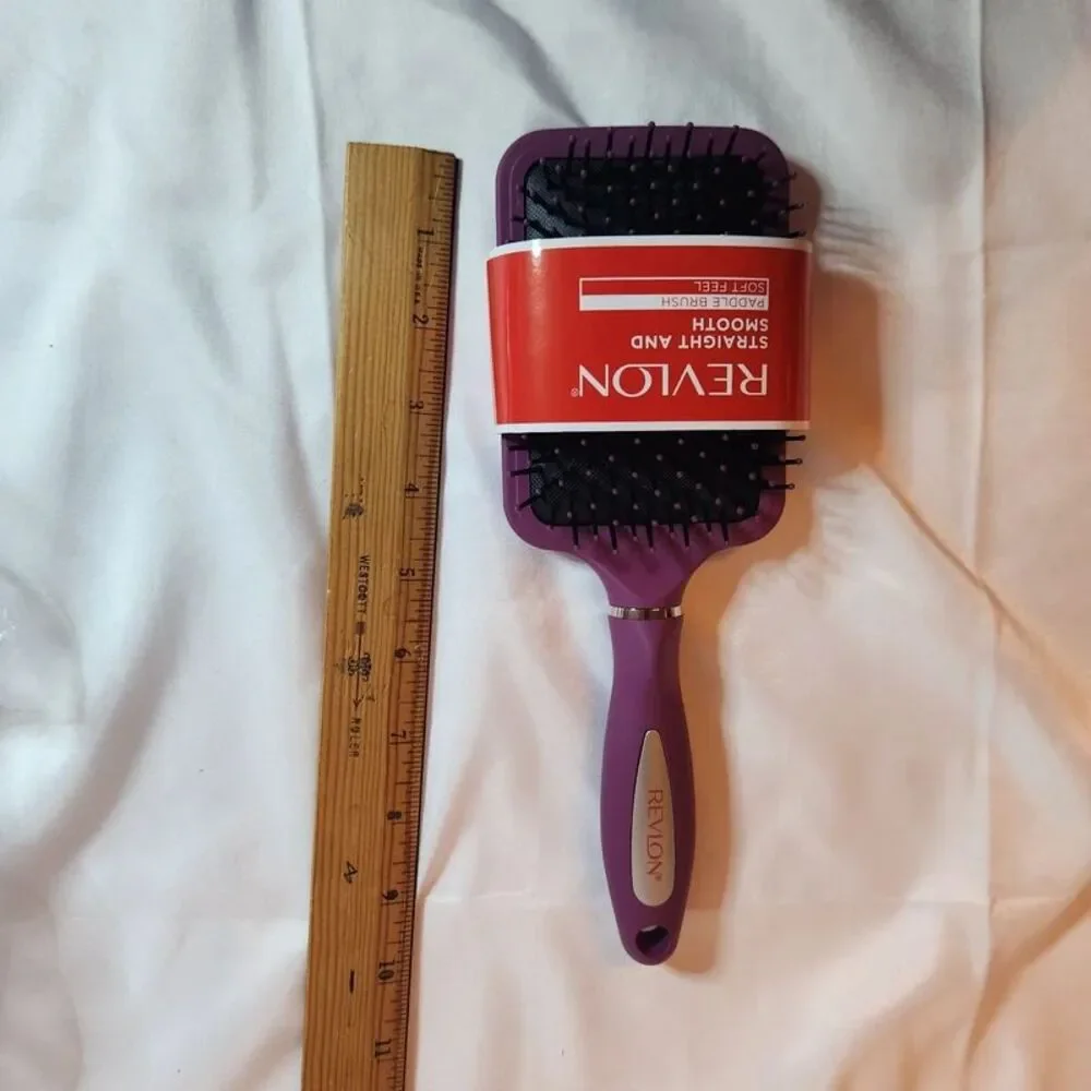 Revlon Straight & Smooth Soft Feel Paddle Hair Brush Berry Purple New
